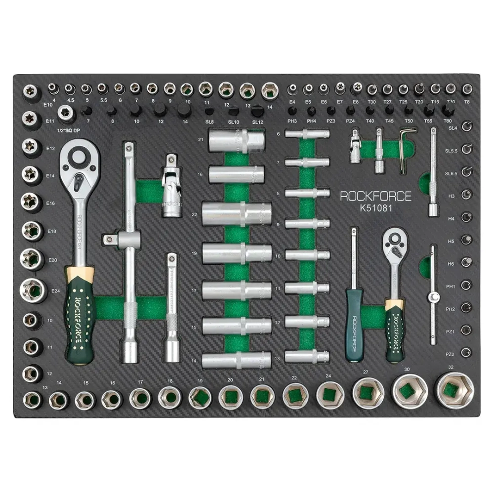 Набор инструментов 108пр. 1/4'', 1/2''(4-32мм), в ложементе RockForce RF-K51081