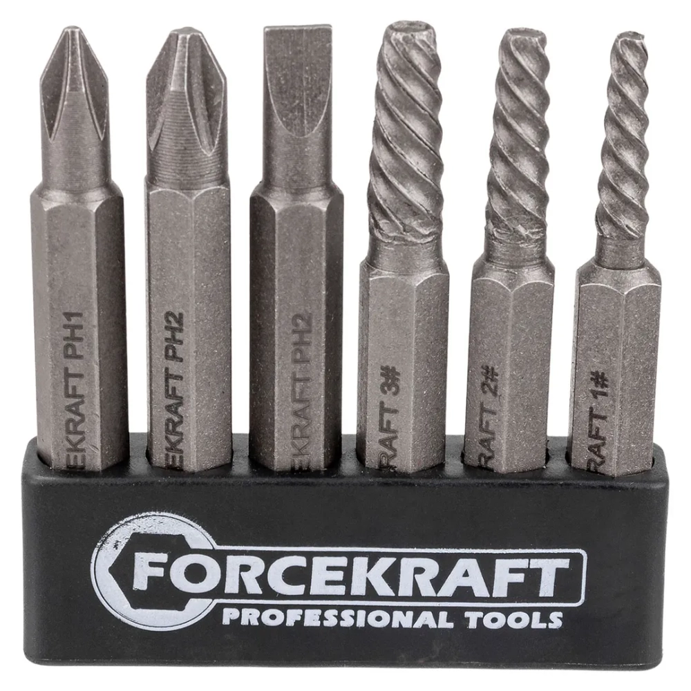 Отвертка ударная с набором бит и экстракторами резьбы 7пр. FORCEKRAFT FK-5064V