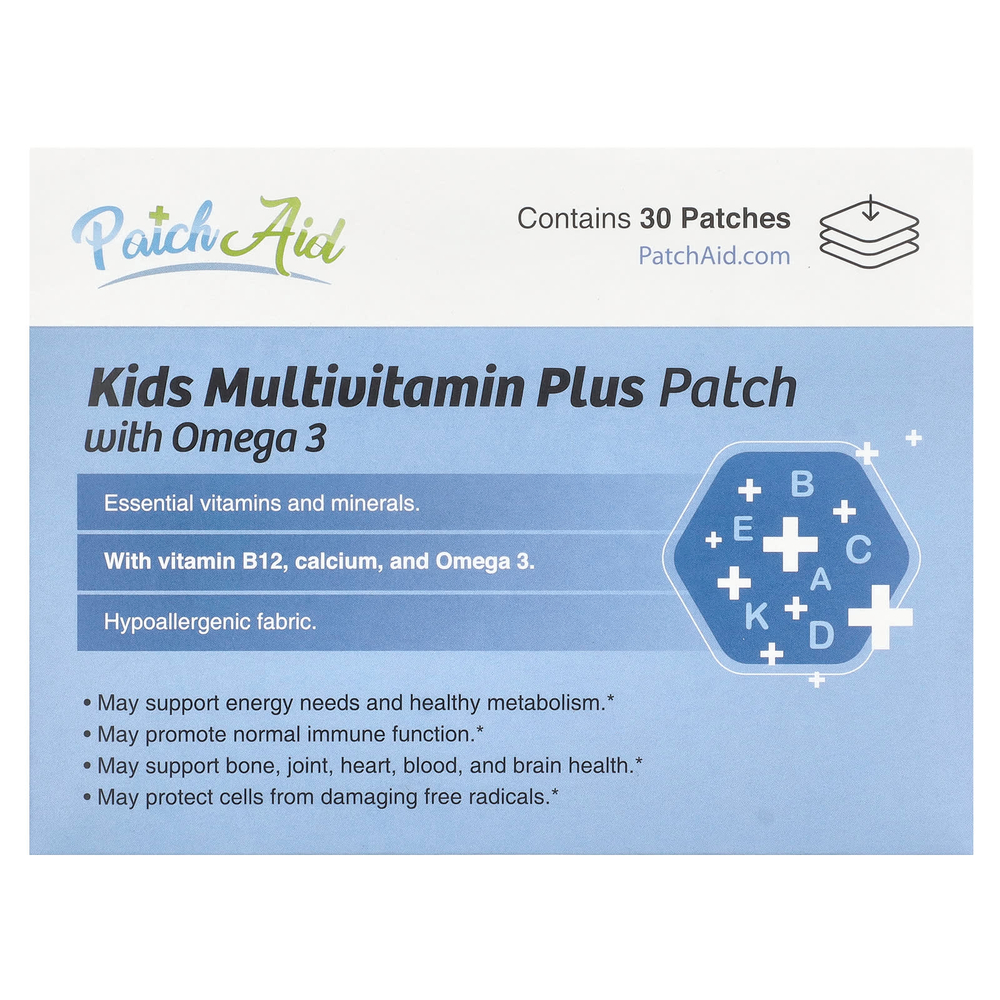 PatchAid, Детский мультивитаминный патч с омега-3, 30 патчей
