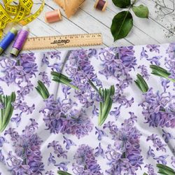 Ткань бязь крупные и нежные ветви сирени