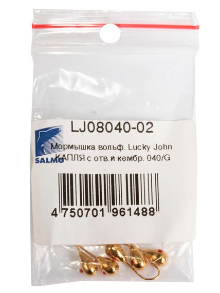 Мормышка вольфрамовая  Lucky John КАПЛЯ с отверстием и кембриком 040/G