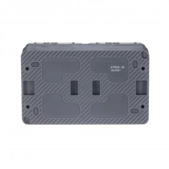 Розетка двойная с крышкой IP54 Systeme Electric AtlasDesign Profi54 Антрацит ATN544026