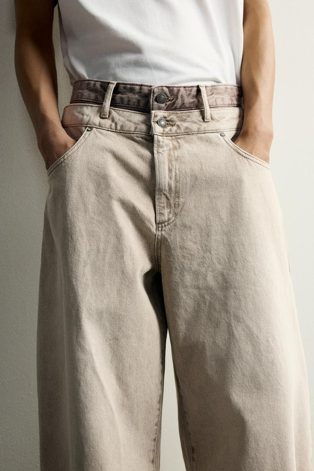 ZARA БРЮКИ BALLOON FIT С МНОГОСЛОЙНЫМ ПОЯСОМ, РАЗНОЦВЕТНЫЙ