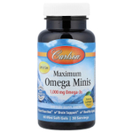 Carlson, Maximum Omega мини, натуральный лимон, 60 мини-капсул (500 мг в 1 капсуле)