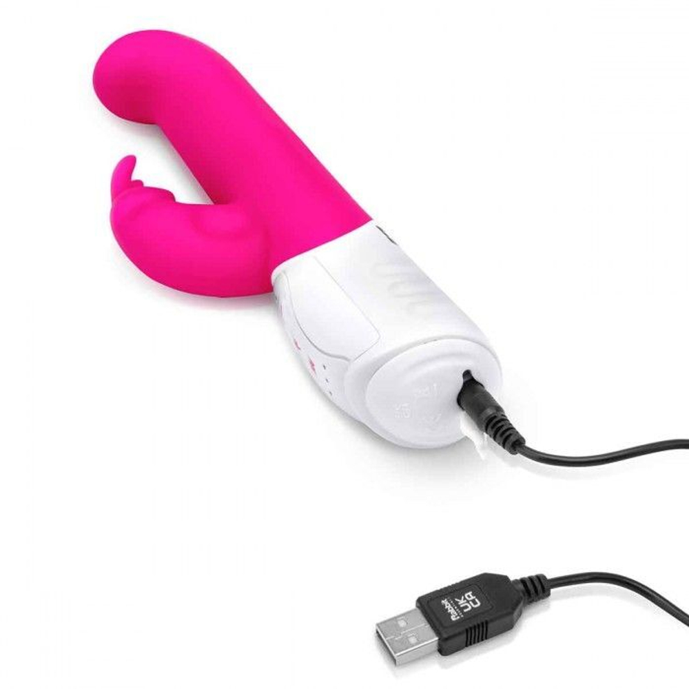 Розовый вибромассажер для G-точки Come hither G-Spot Rabbit - 24,5 см. (Цвет: розовый)