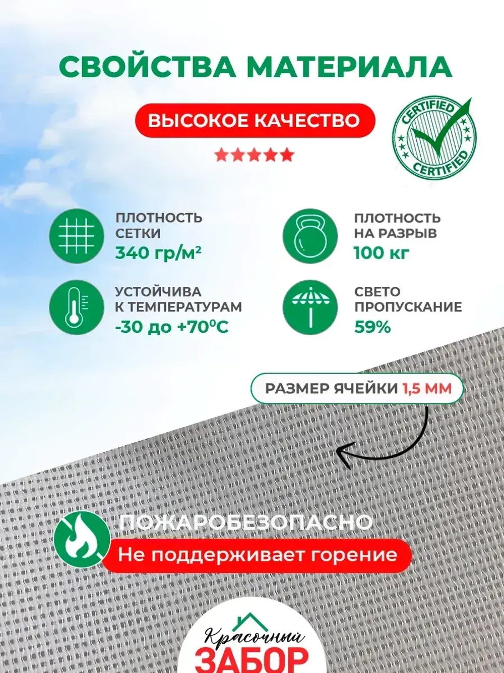 Фотосетка на забор на дачу балкон для декора 2,16х1 м