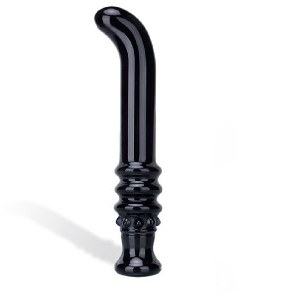Черный вибромассажер G-Spot из стекла, 19 см