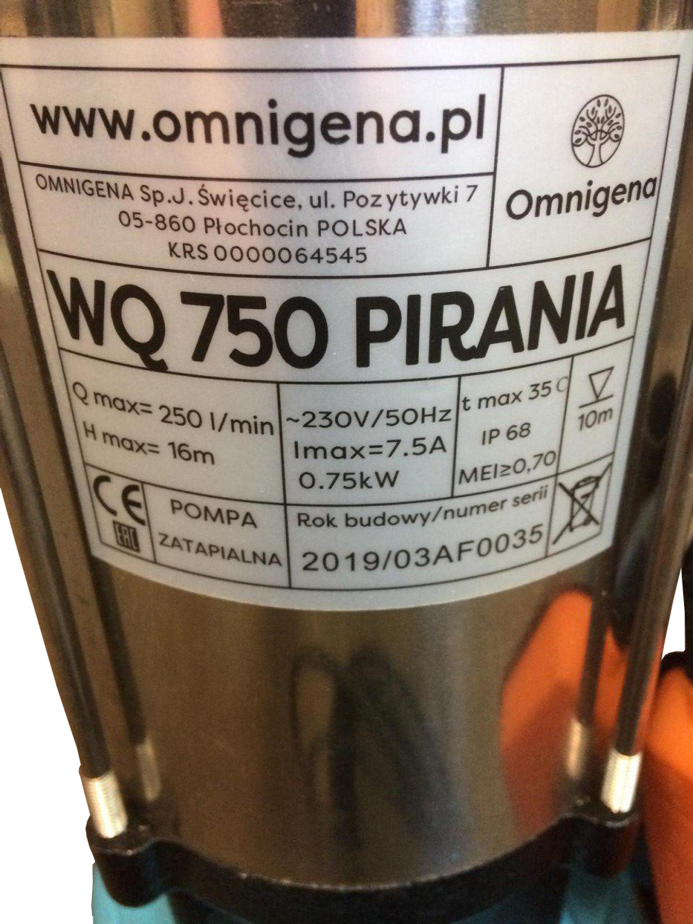 Насос Omnigena WQ 750 PIRANIA с измельчителем