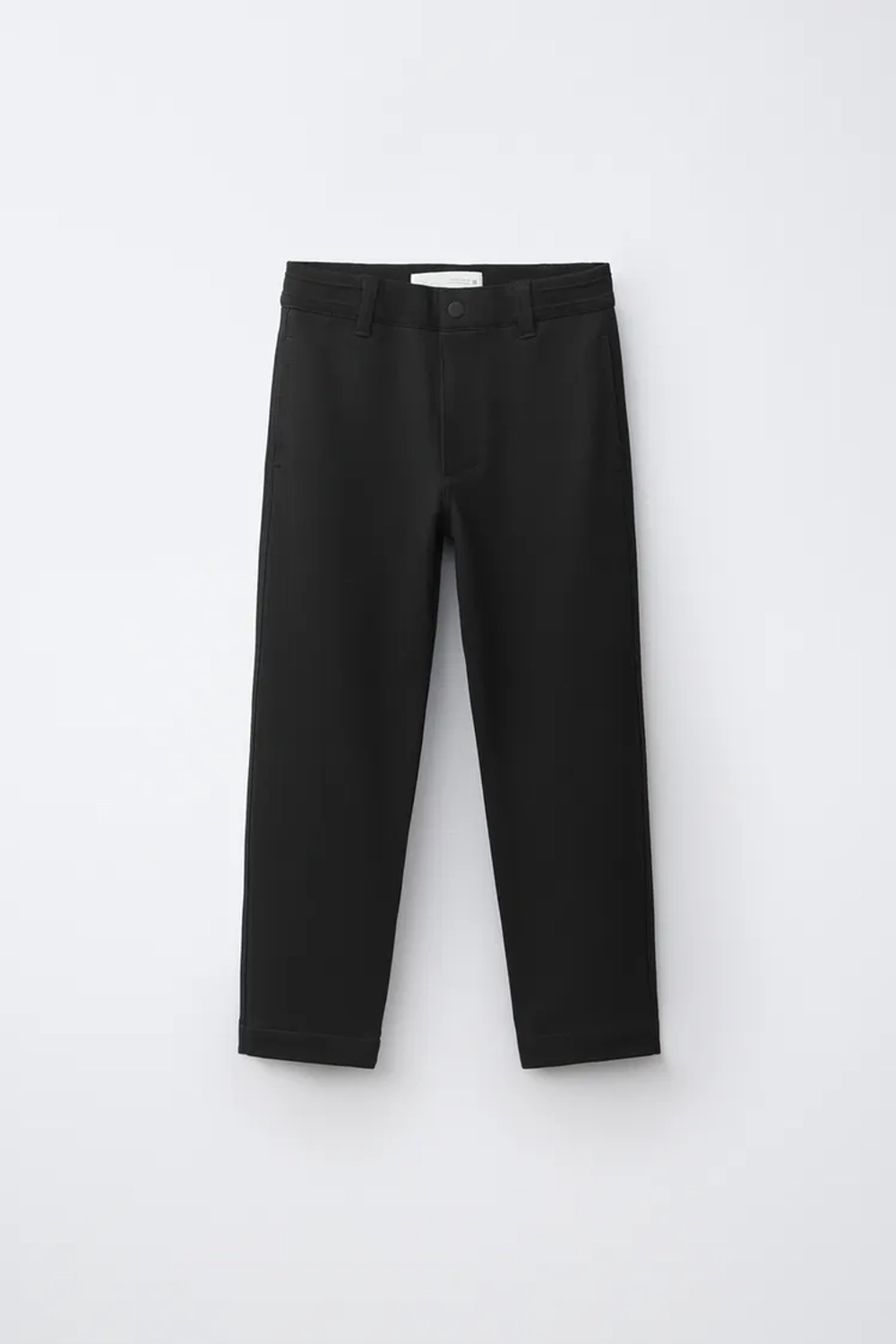 ZARA БРЮКИ STRAIGHT С ПОЯСОМ В РУБЧИК, ЧЕРНЫЙ
