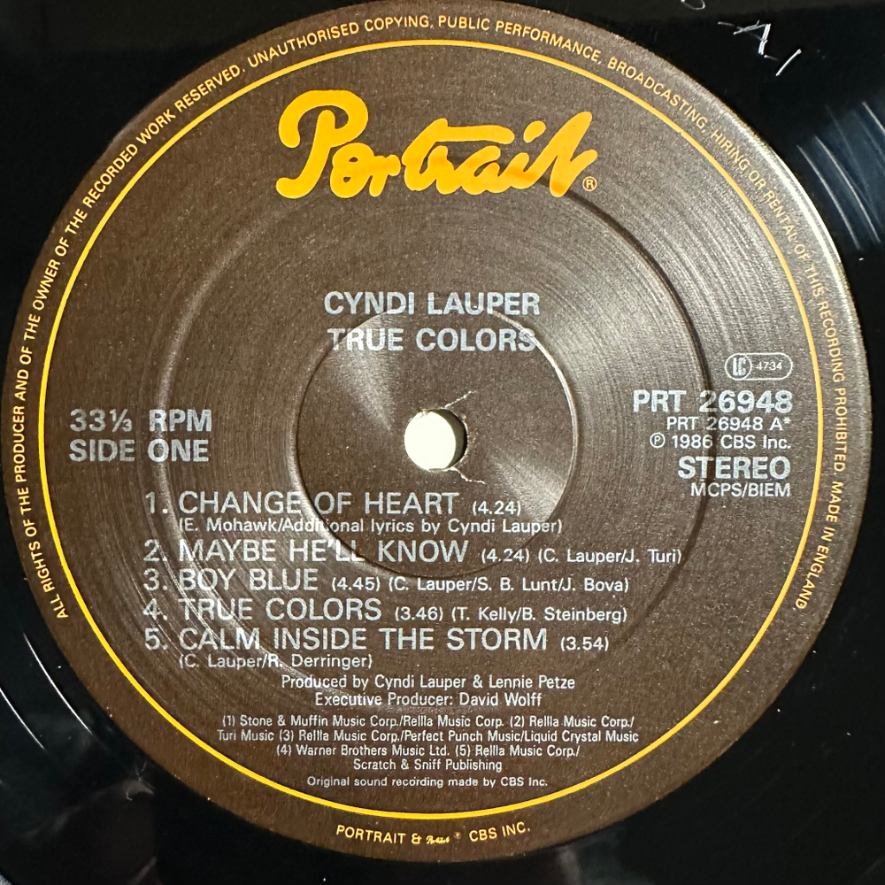 Cyndi Lauper - True Colors (Англия 1986г.)