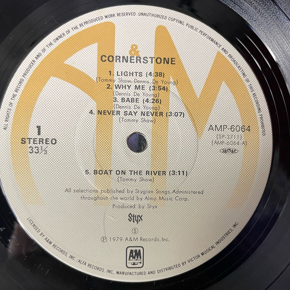 Винтажная виниловая пластинка LP Styx Cornerstone (Japan 1979) (Obi) Boat On The River