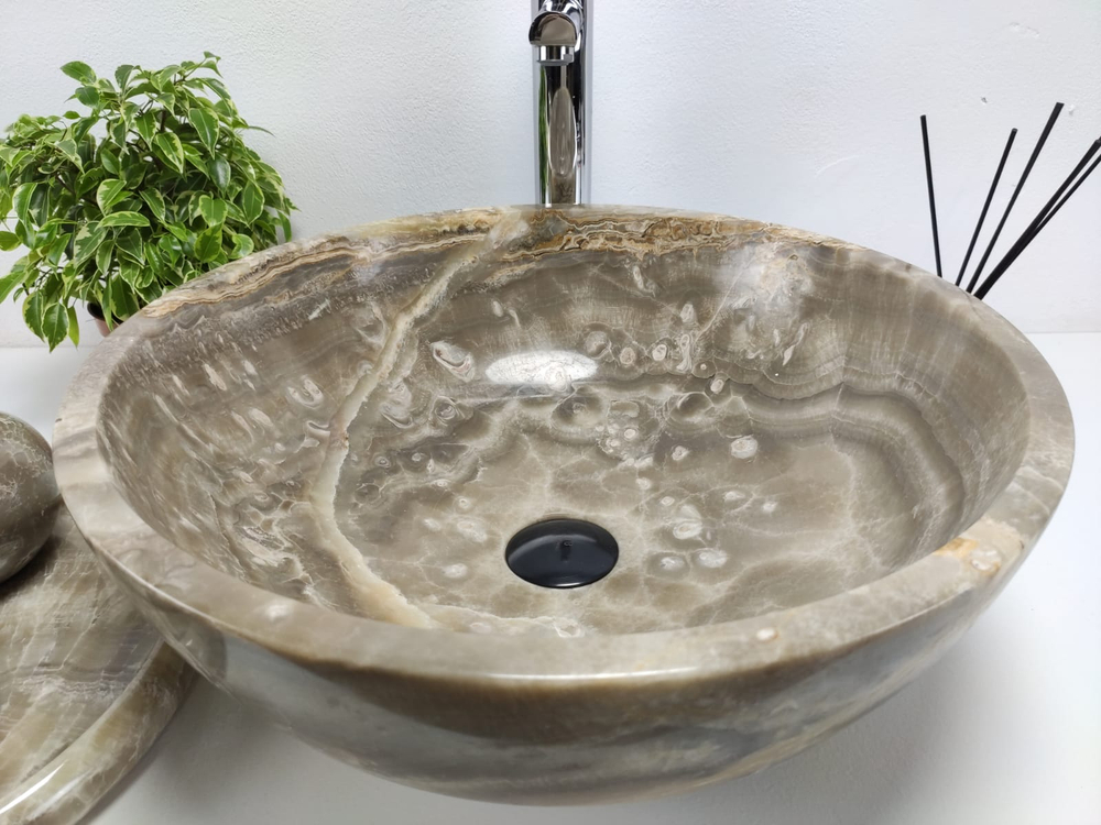 Раковина из оникса Bowl Grey BO-60972 45x45x17 из натурального камня