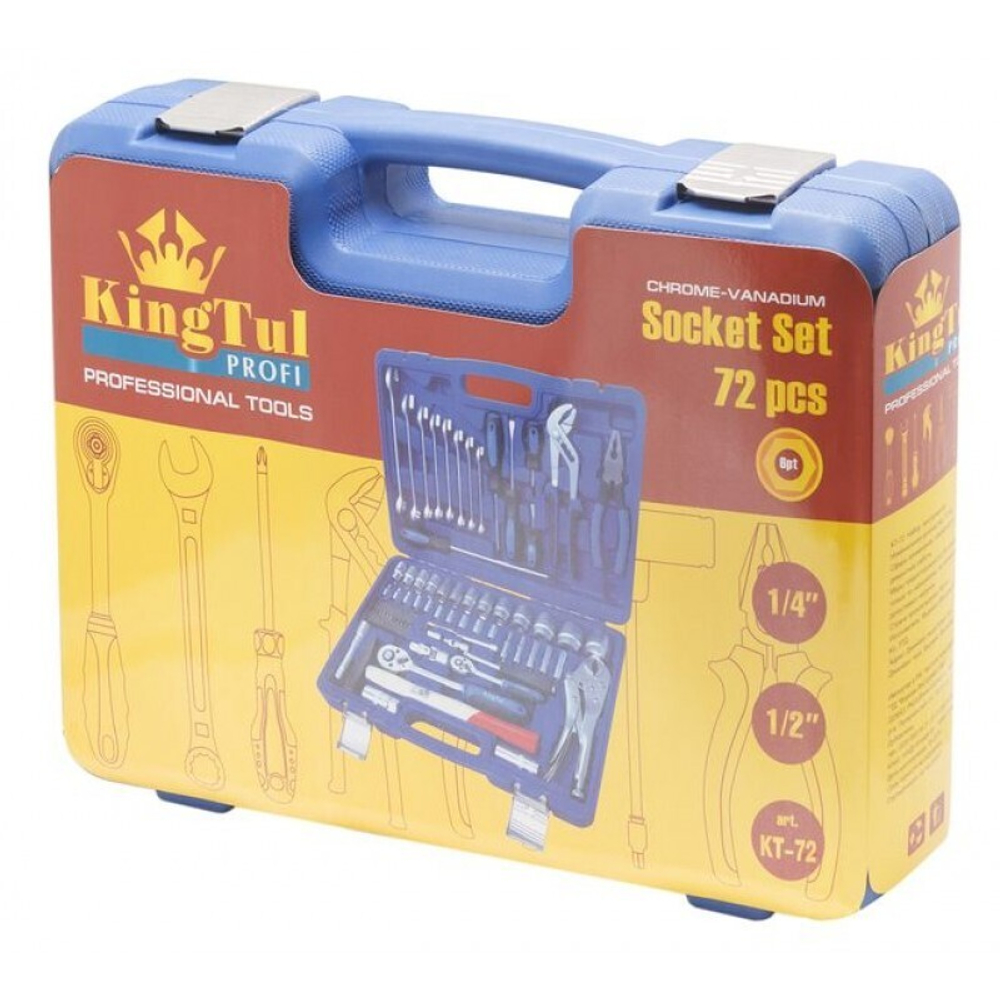 Набор инструментов 72пр.1/2'',1/4''(6гр.)(6-27мм) KINGTUL profi KT-72