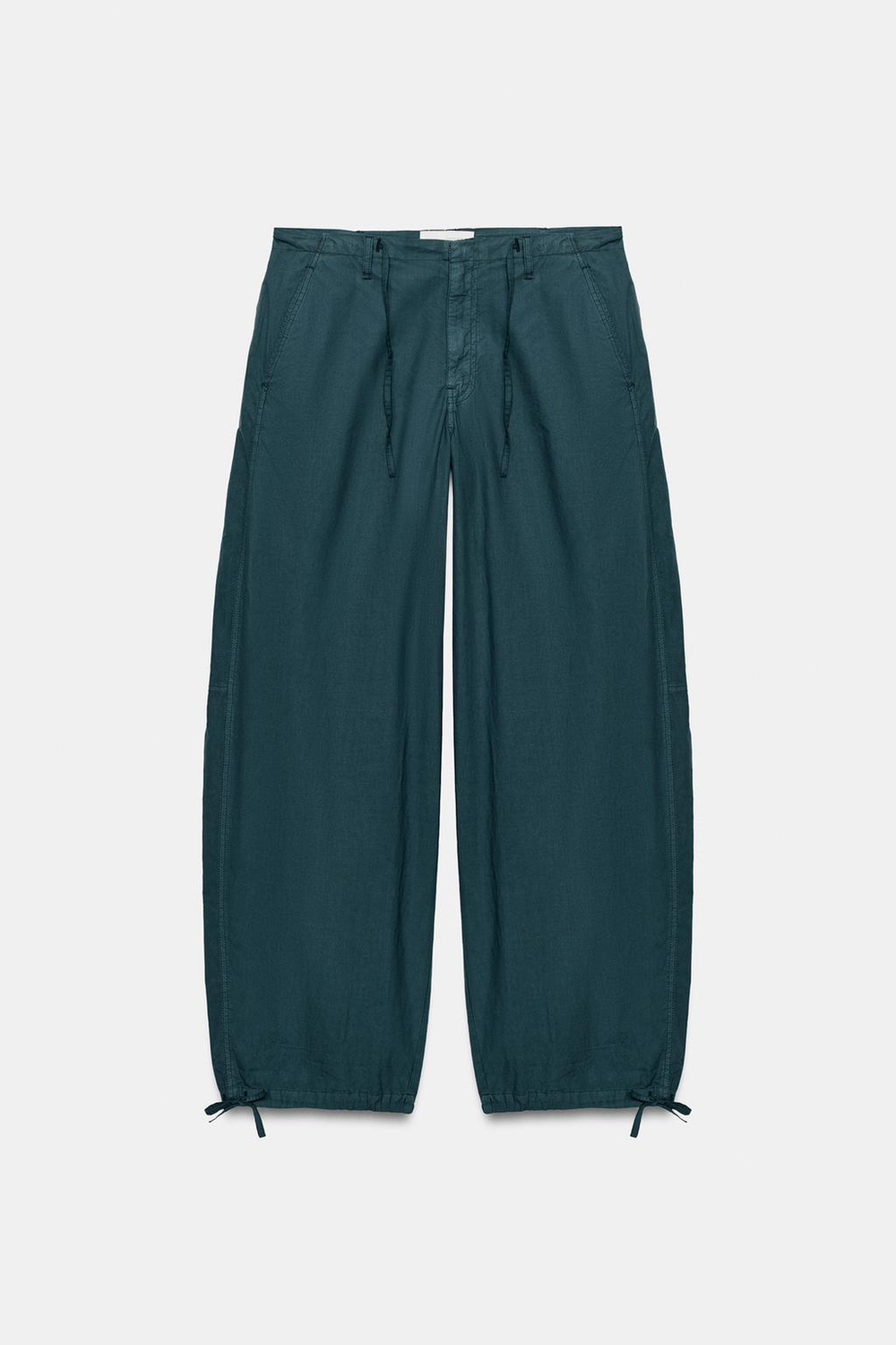 ZARA ШИРОКИЕ БРЮКИ НА ШНУРКАХ, УТИНО-СИНИЙ