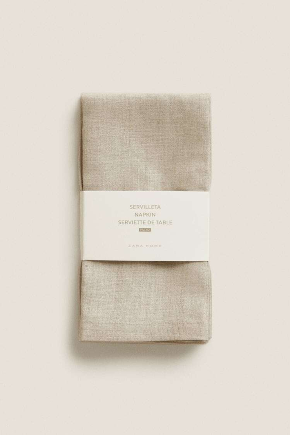ZARA HOME БАЗОВАЯ ЛЬНЯНАЯ САЛФЕТКА (УПАКОВКА ИЗ 2 ШТУК), СВЕТЛО-БЕЖЕВЫЙ