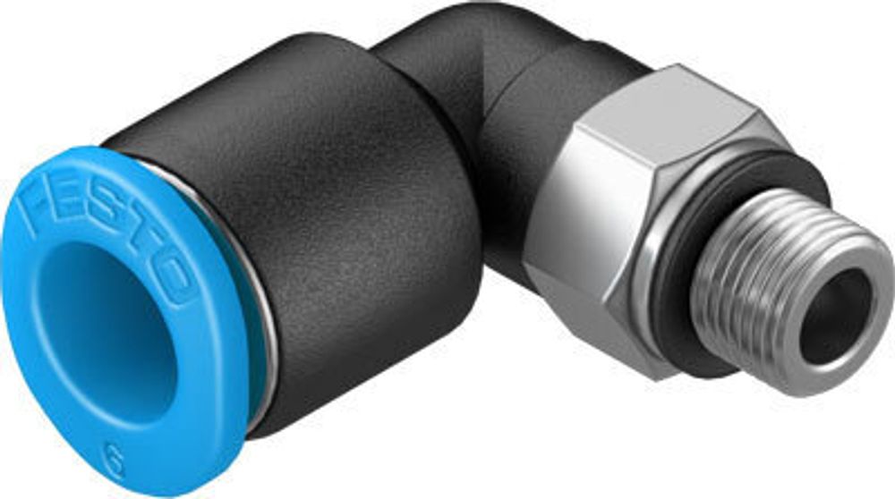 QSML-M5-6 Угловой штуцер с цанговым зажимом и резьбой QSML-M5-6 Угловой штуцер с цанговым зажимом и резьбой