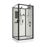 Душевая кабина Niagara Standart ST90/15Q/BL/BK (90х90х200) квадрат,поддон 15см,распашная,проф.черный,без крыши,3 места