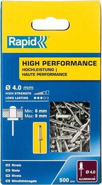 RAPID R:High-performance-rivet, 4.0 х 12 мм, 500 шт, алюминиевая высокопроизводительная заклепка (5001434)