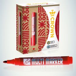 002674 Crown Маркер перманентный MULTI MARKER, КРАСНЫЙ пулевидный 3мм (CPM-800) | Crown