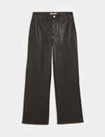 Широкие брюки с отделкой под кожу T57000018 - Marks & Spencer