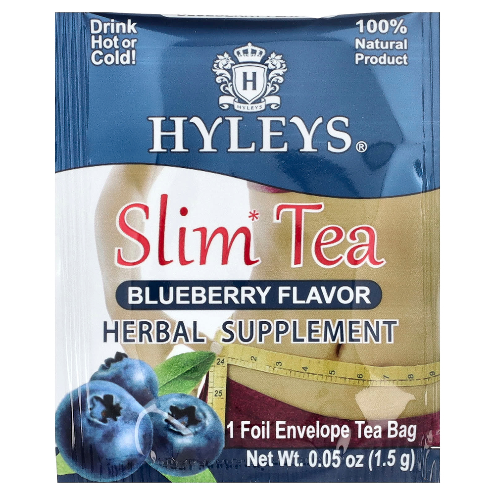Hyleys Tea, Slim Tea, Со вкусом черники, 25 чайных пакетиков в фольгированных пакетиках, 1,32 унции (37,5 г)