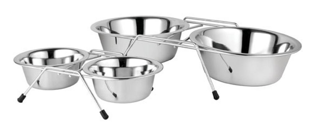 ZOONIK Подставка низкая с металлическими мисками 2*0,5 л
