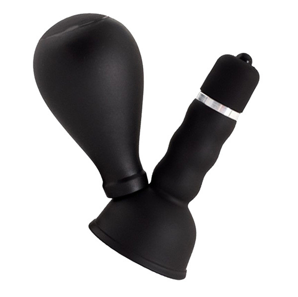Черный вибратор 8см с грушей на сосок ToyFa Black&Red 905002-5