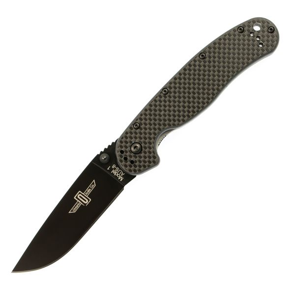 Цена наНож складной Ontario RAT-1, сталь Aus-8, рукоять carbon fiber, black