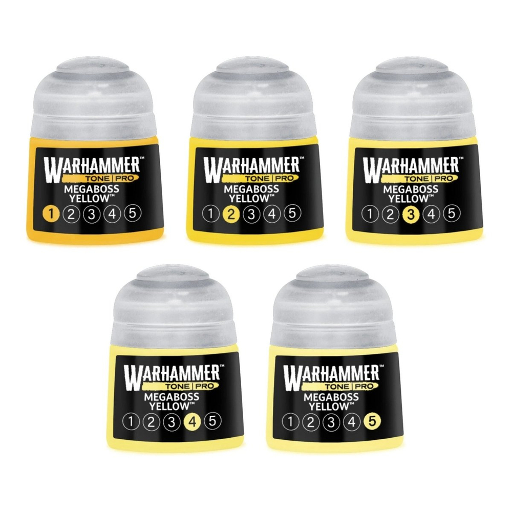 Набор красок Megaboss Yellow — Warhammer Tone Pro, 5 × 12 мл (ПРЕДЗАКАЗ)