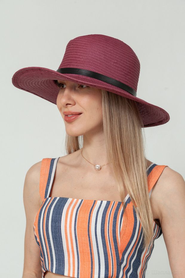 S09-007  Шляпа Kar. (Слива / 56-57 / 30х30х6 / Соломка / 0.3)