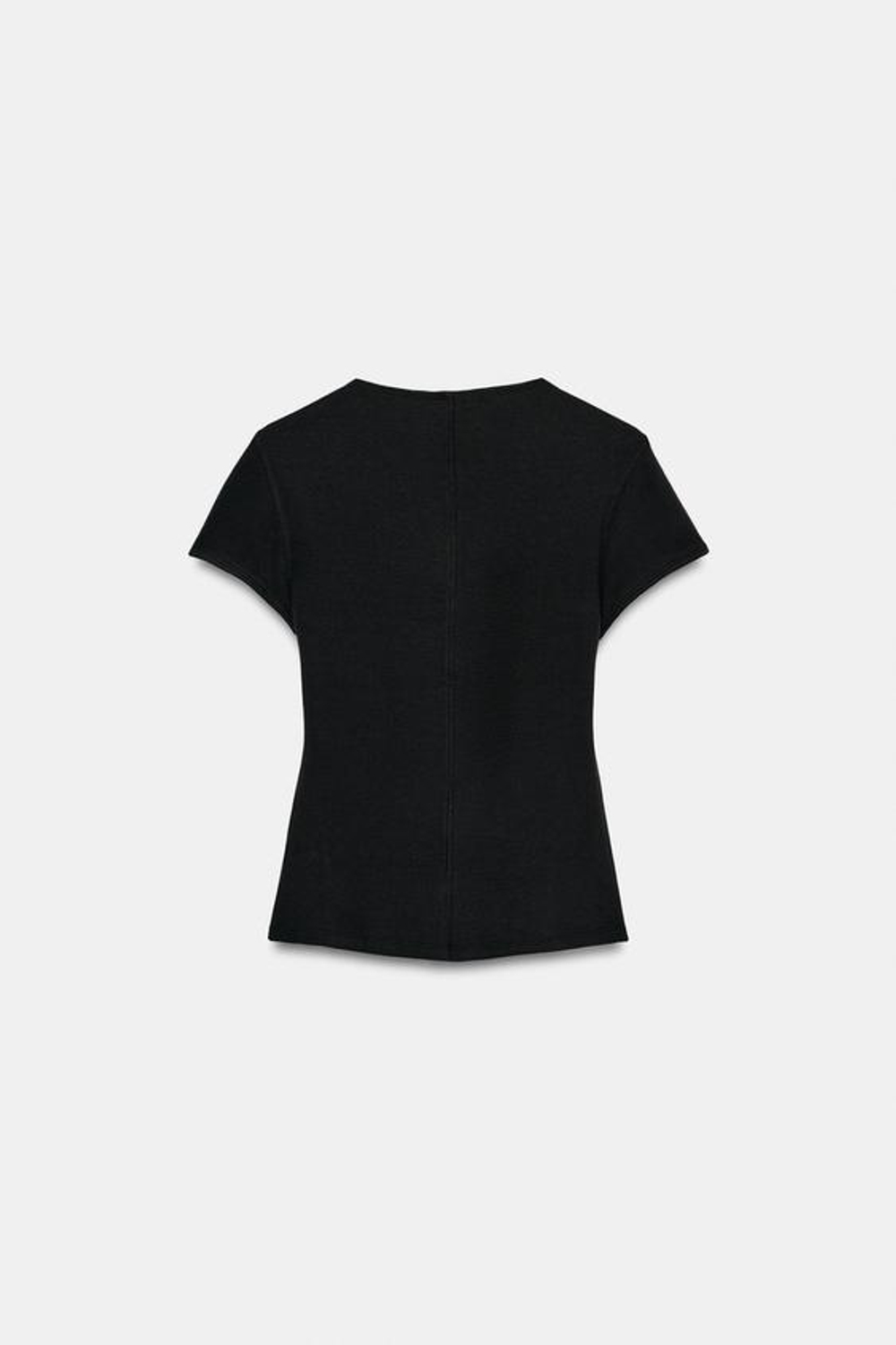 ZARA ФУТБОЛКА В РУБЧИК НА ПУГОВИЦАХ, ЧЕРНЫЙ