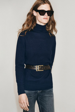 ZARA СВИТЕР ИЗ 100% ШЕРСТИ EXTRASOFT, МОРСКОЙ СИНИЙ