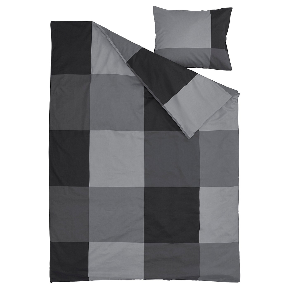 IKEA BRUNKRISSLA  (ИКЕА БРУНКРИССЛА)  -  Пододеяльник и наволочка - чёрный 150х200/50х60 см