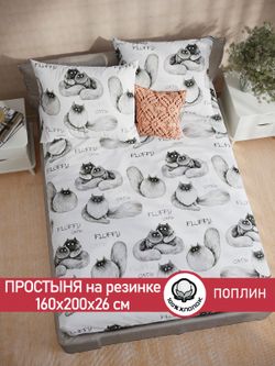 Простынь на резинке поплин Сказка "Флиппи" 160x200 см