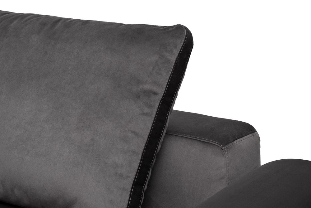 Диван Garda Decor трехместный Турин (Turin)(2 секции) с мех т.серый велюр Colt1003 255*120**68 см