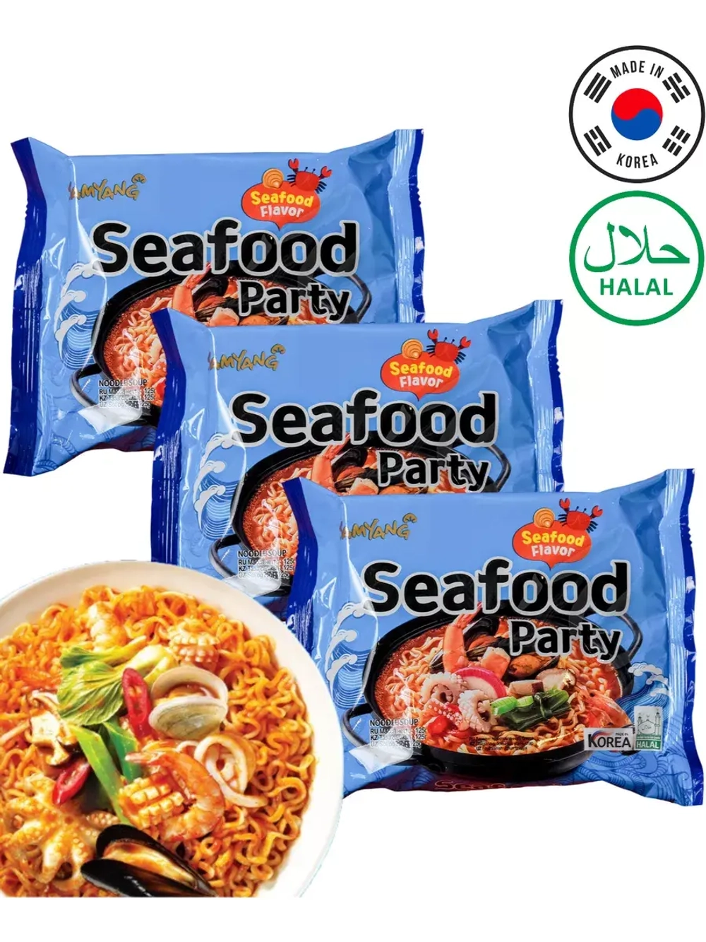 Лапша со вкусом морепродуктов 125 г * 3 шт