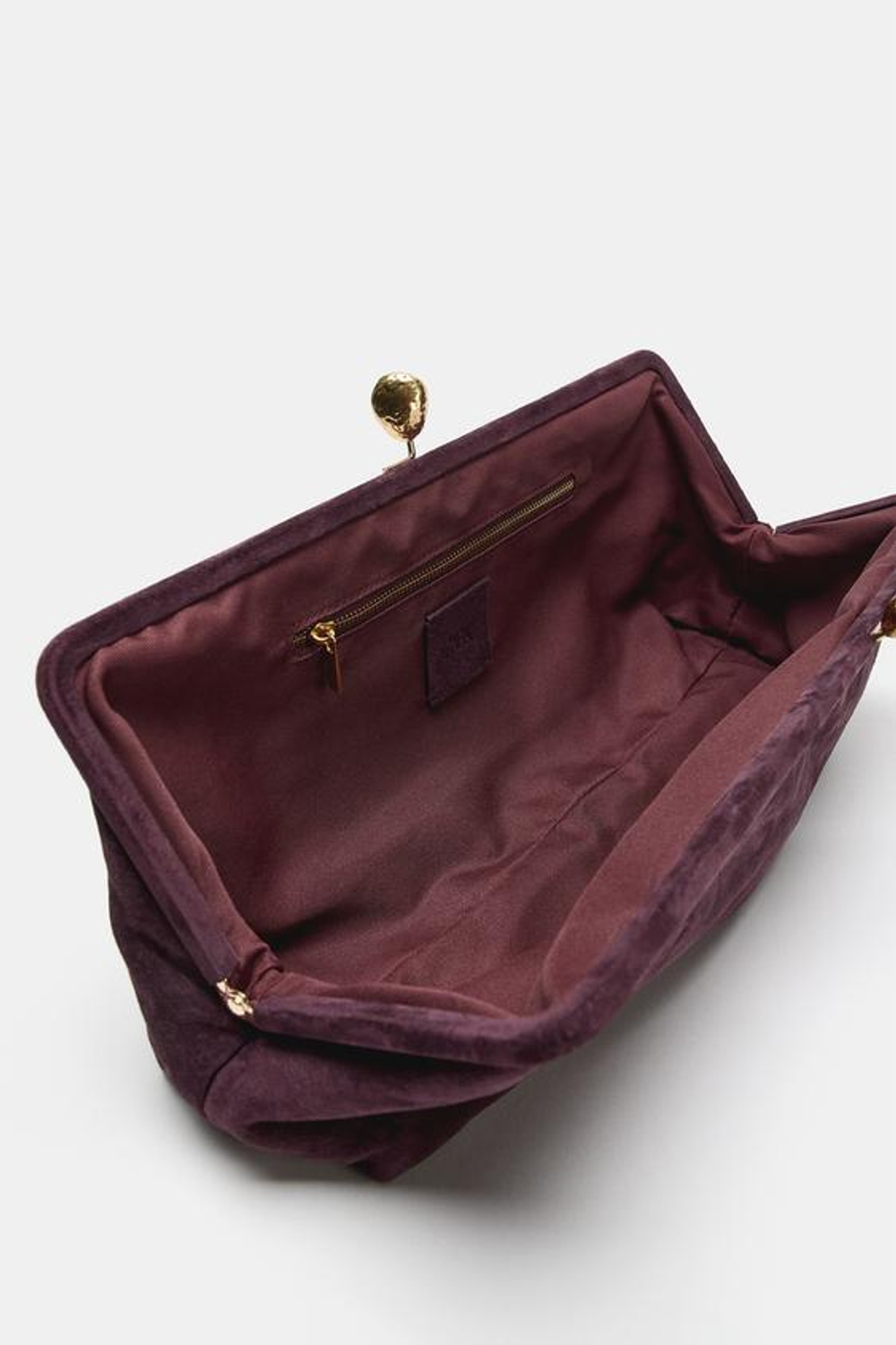 ZARA КОЖАНЫЙ КЛАТЧ, БОРДОВО-КРАСНЫЙ