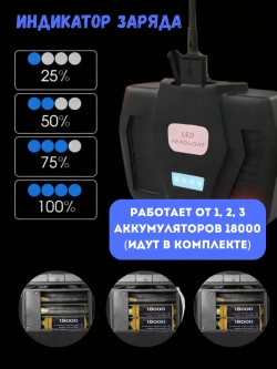 Фонарь налобный светодиодный аккумуляторный