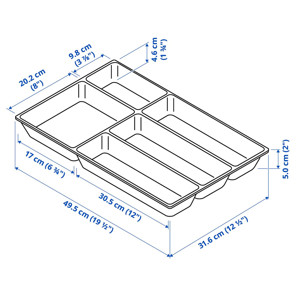 IKEA UPPDATERA  (ИКЕА УППДАТЕРА)  -  Лоток для столовых приборов - белый 32x50 см