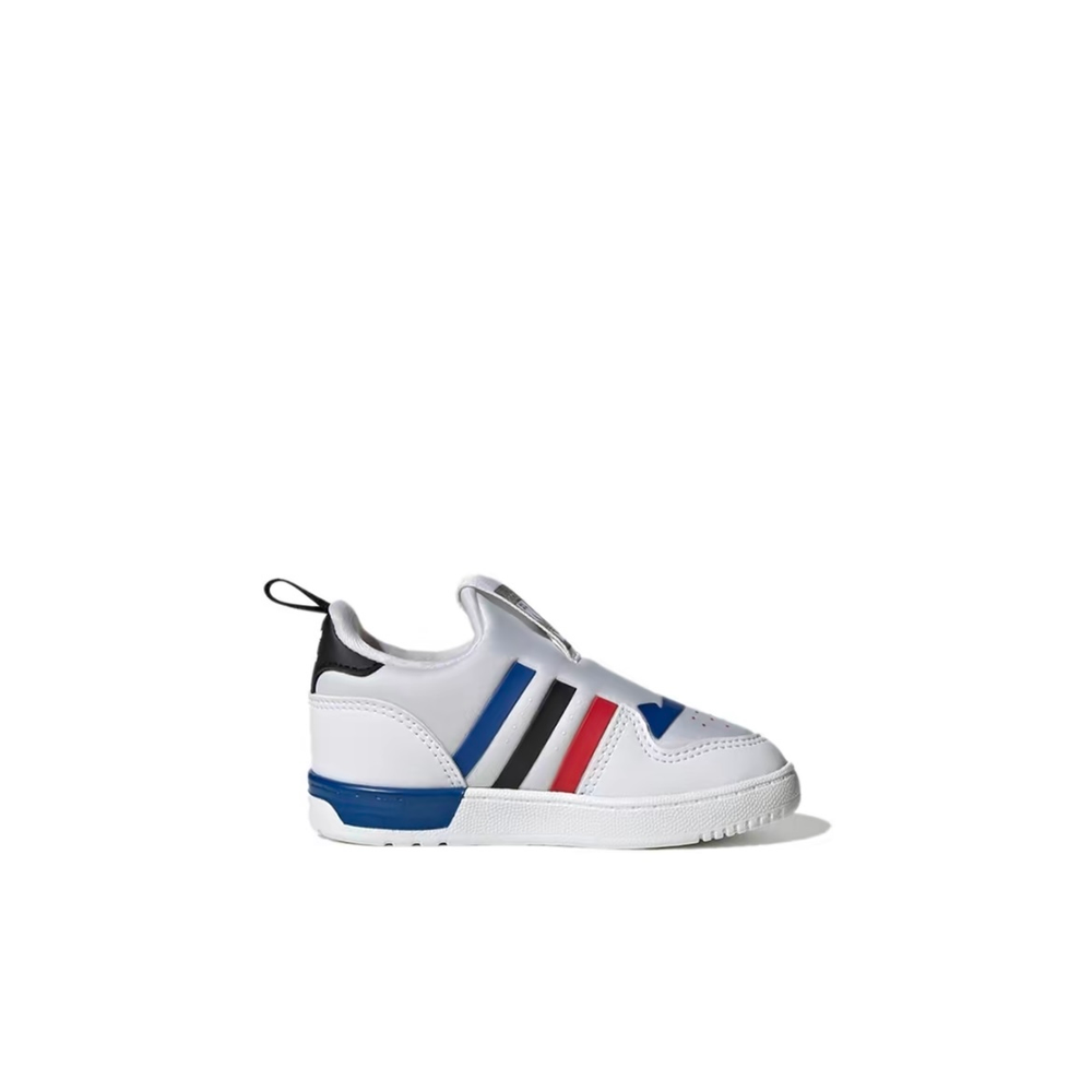 alt="Кроссовки adidas Rivalry Low арт. ID8413 белая расцветка с черными полосками вид спереди"