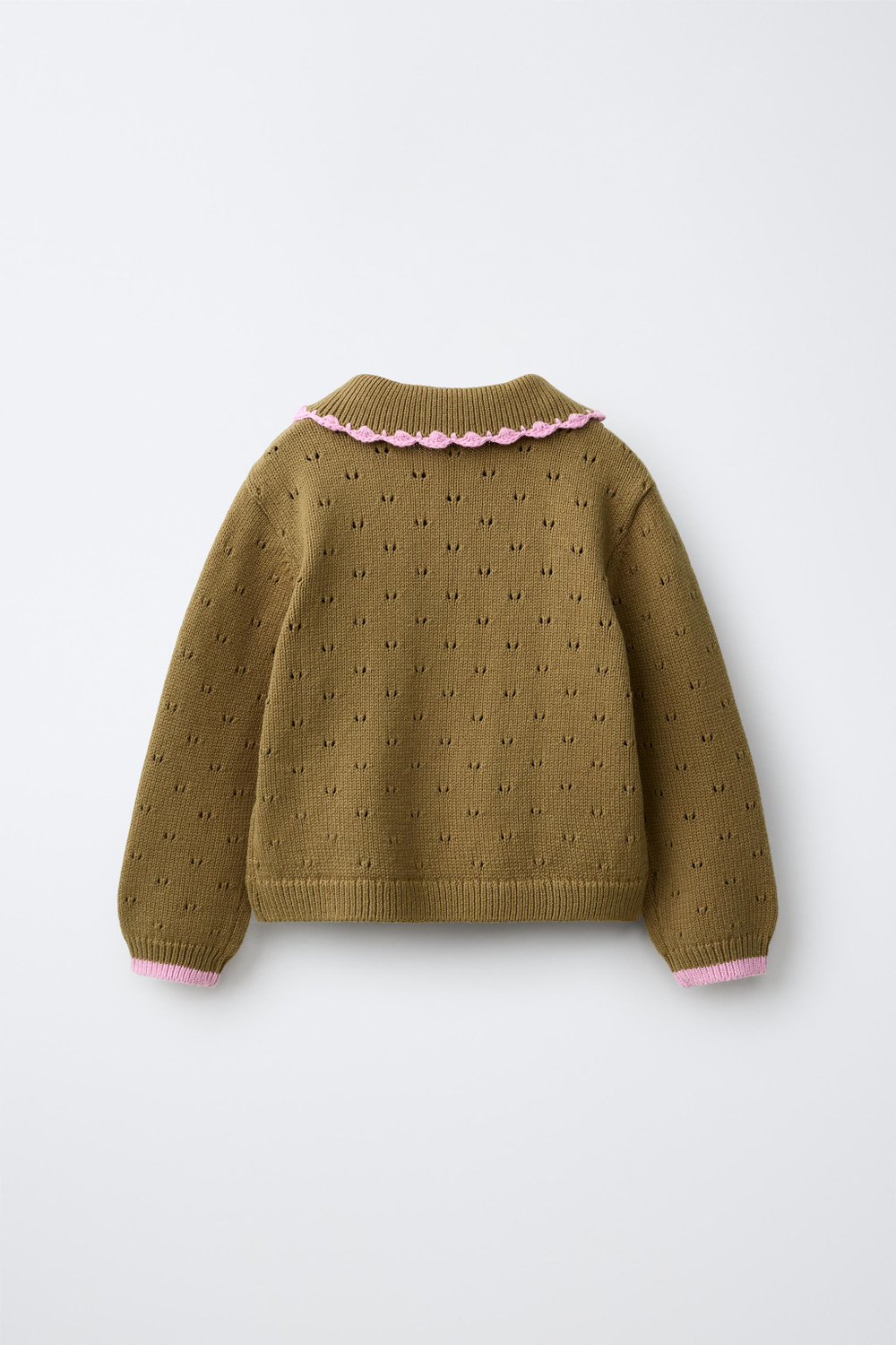 ZARA КОНТРАСТНОЕ ТРИКОТАЖНОЕ ПОЛО, ХАКИ
