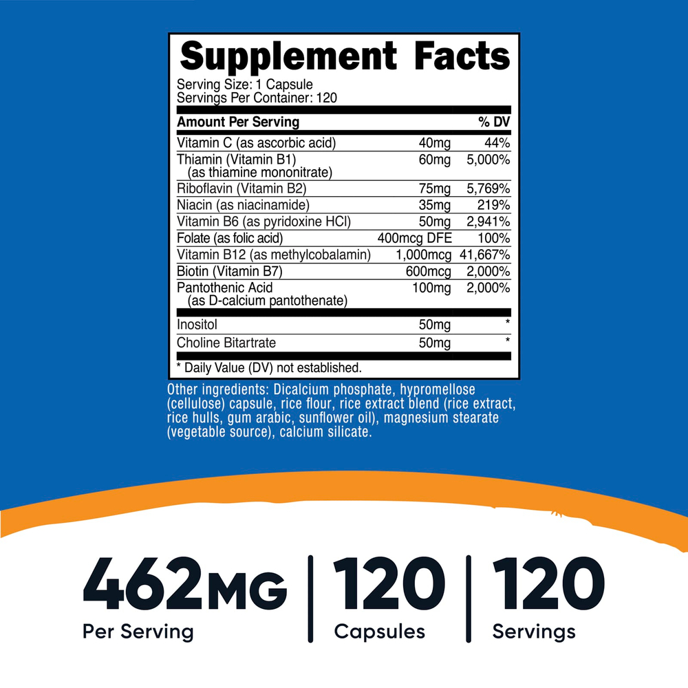 Nutricost, комплекс витаминов группы B, 120 капсул