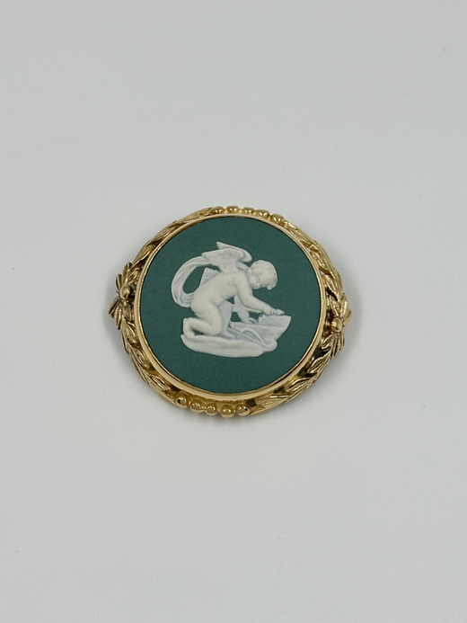 Брошь Wedgwood тёмно-зелёная