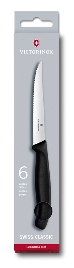 Набор Victorinox кухонный, 6 ножей для стейка, 11 см серрейтор, черный