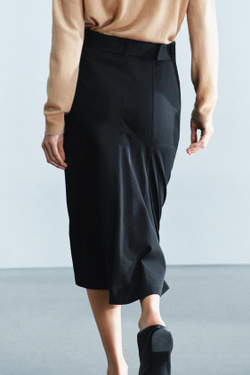 ZARA ЮБКА МИДИ КАРГО С РЕМНЕМ — ZW COLLECTION, ЧЕРНЫЙ