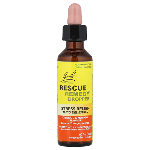 Bach, Rescue Remedy® Dropper, средство для снятия стресса, апельсин и манго, 20 мл (0,7 жидк. Унции)