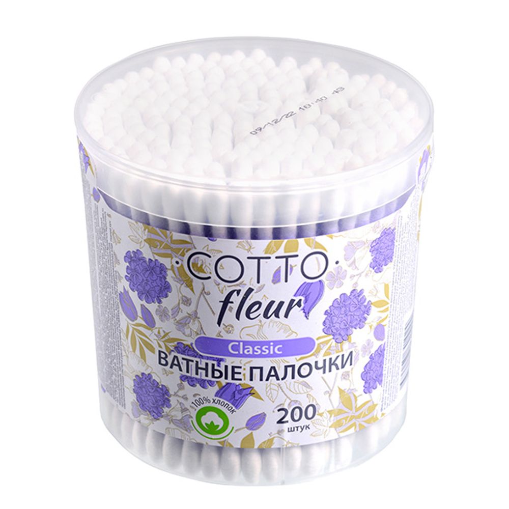 Ватные палочки в цилиндре Cotto FLEUR классик 200шт