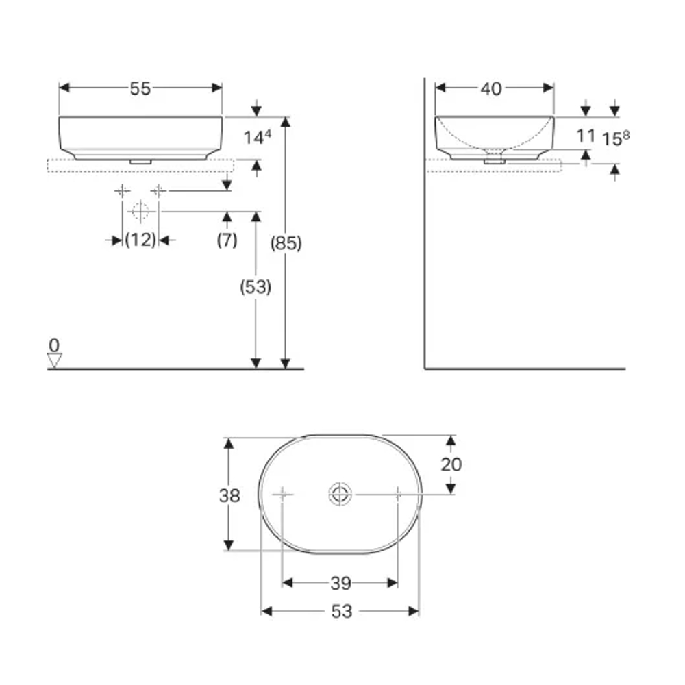 Раковина накладная Geberit VariForm 55 500.774.01.2 белая