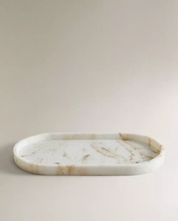 ZARA HOME ПОДНОС ДЛЯ ВАННОЙ С МРАМОРНЫМ УЗОРОМ, ЭКРЮ
