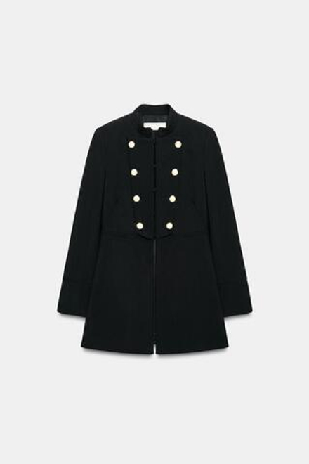 ZARA ПРИТАЛЕННОЕ ПАЛЬТО С ПУГОВИЦАМИ, ЧЕРНЫЙ